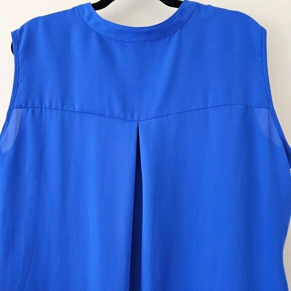 Bianca Nygard Top Womens 2X Blue Sleeveless Button Up Flowy Assymetric Hem Boho - Picture 6 of 14